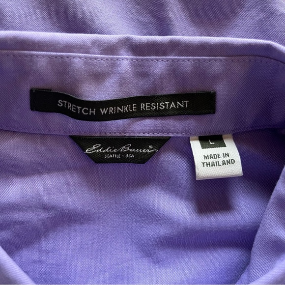 Eddie Bauer Stretch Wrinkle Resistant Light Purple Button Front Shirt - Picture 7 of 7